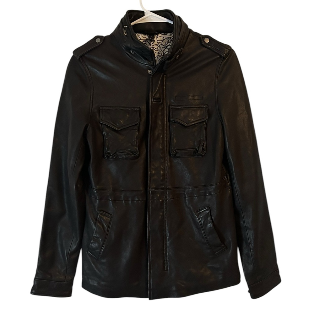 RVCA Vintage Leather Jacket‎ w/ ANP Art Liner – Size Small – Rare